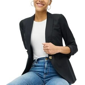 NWT J. Crew Factory Linen-blend Holland Blazer Black Size 8‎ AL222 Career Work